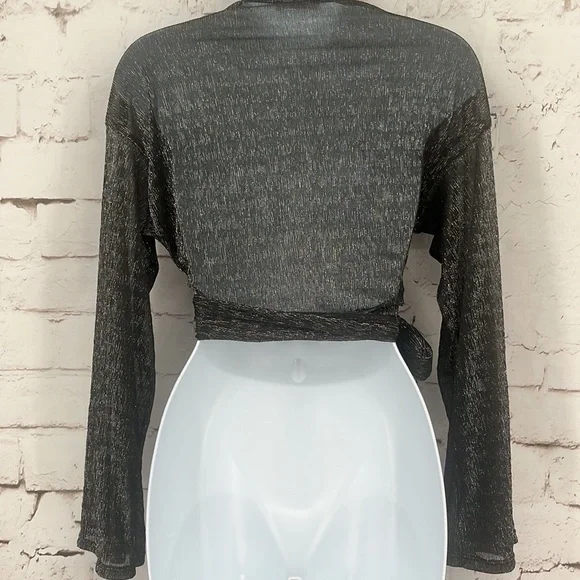 DIOSA Sheer Metallic Wrap Top, Size M - Picture 8 of 10
